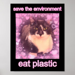 Affiche Sauvez L'Environnement Mangez Plastique Drôle Méla