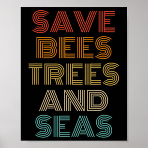 Affiche Sauvez Les Abeilles Arbres Et Mer Écologiste