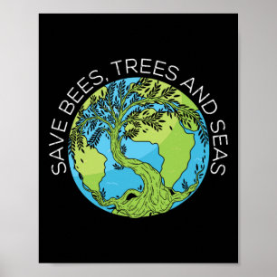 Affiche Sauvez Les Abeilles Et Les Mers Changement Climati