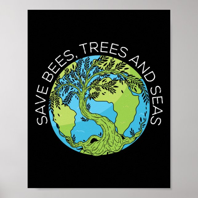 Affiche Sauvez Les Abeilles Et Les Mers Changement Climati (Devant)
