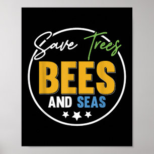 Affiche Sauvez Les Abeilles Et Les Mers Protection De l'en