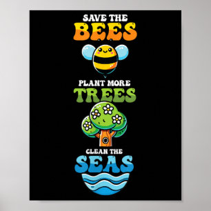 Affiche Sauvez les abeilles Plantes Arbres Mer propres De 