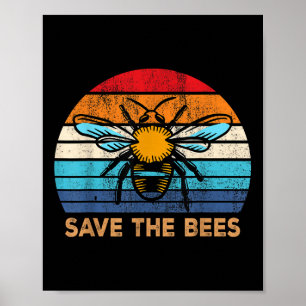 Affiche Sauvez les abeilles Rétro Changement Climatique Vi
