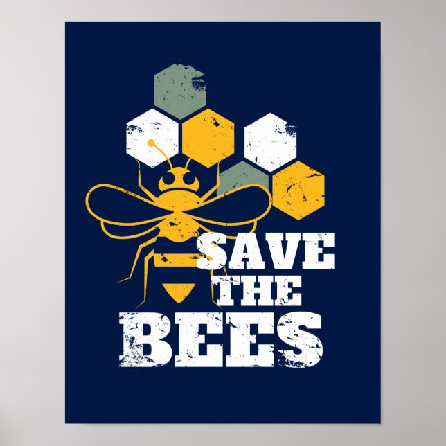 Affiche Sauvez les abeilles Vintage Retro Miel apiculteur (Devant)