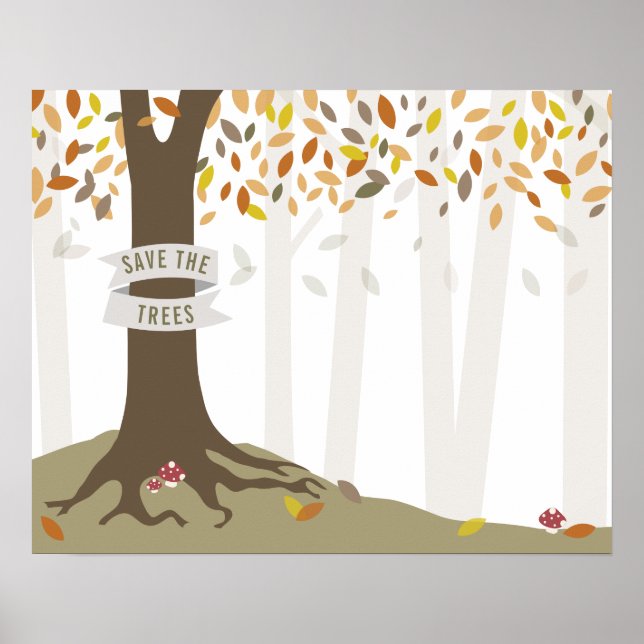Affiche Sauvez les arbres Automne Automne Forêt forestière (Devant)