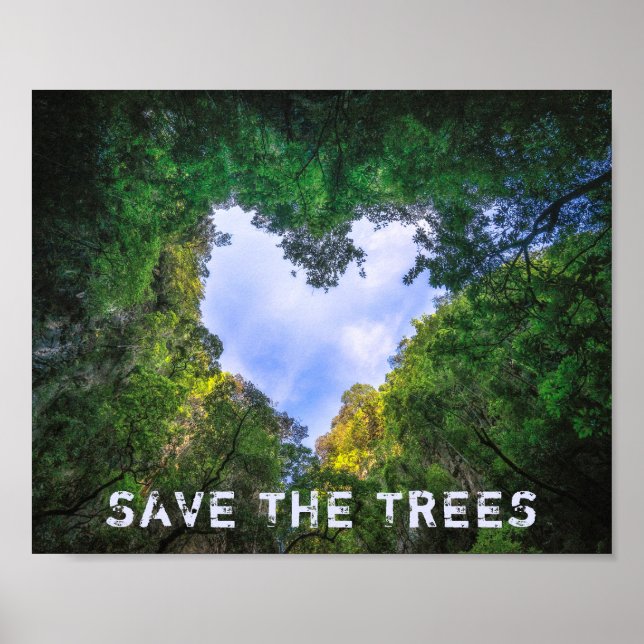 Affiche Sauvez Les Arbres Forêt Coeur Paysage Éco (Devant)