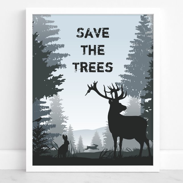 Affiche Sauvez Les Arbres Forêts Animaux Environnement (Créateur téléchargé)