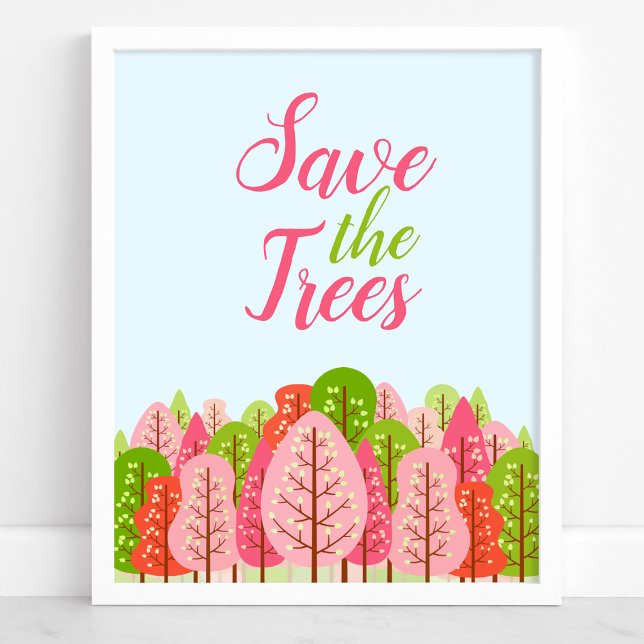 Affiche Sauvez Les Arbres Rose Et Vert Eco Printemps (Créateur téléchargé)