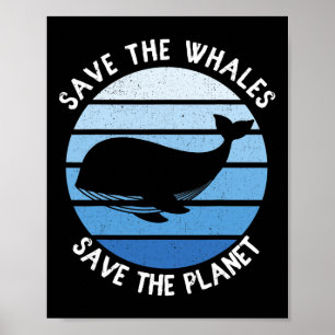 Affiche Sauvez Les Baleines Sauvez La Planète Vintage Sauv