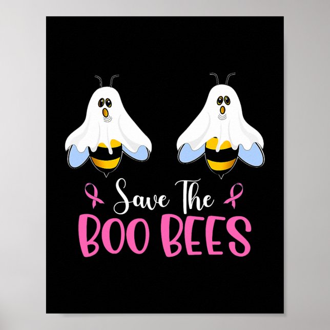Affiche Sauvez les Boobees Boo Bees Cancer du sein Hallowe (Devant)