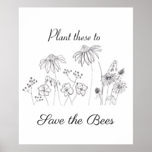 Affiche Sauvez les fleurs sauvages des abeilles