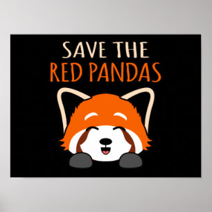 Affiche Sauvez les pandas rouges mignons animal animal de 
