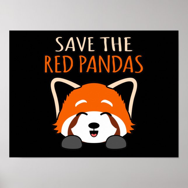 Affiche Sauvez les pandas rouges mignons animal animal de  (Devant)