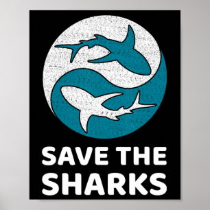 Affiche Sauvez les requins Mer Propre Sauvez la nature Jou