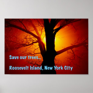 Affiche Sauvez nos arbres, Roosevelt Island, New York