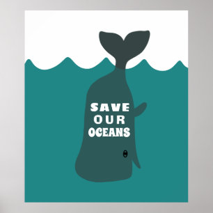Affiche Sauvez nos océans Baleine d'Art De l'environnement