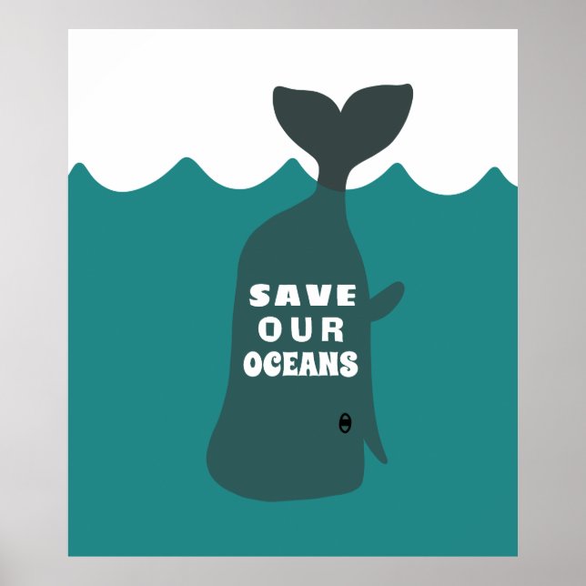 Affiche Sauvez nos océans Baleine d'Art De l'environnement (Devant)