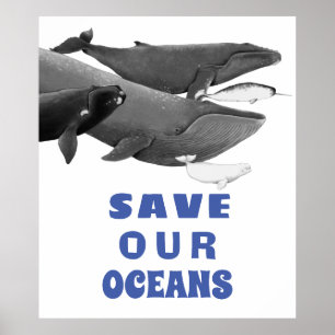 Affiche Sauvez nos océans Baleine d'art De l'environnement