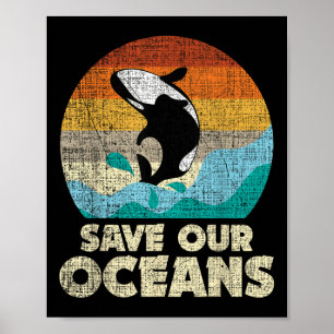 Affiche Sauvez nos océans Orca Whale - Jour des terres &am