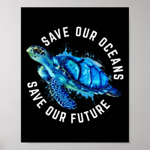 Affiche Sauvez nos océans Tortue Jour des terres Pro Envir