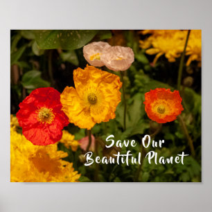 Affiche Sauvez Notre Belle Planète Jolies Fleurs Brillante