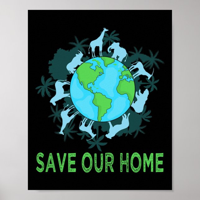 Affiche Sauvez notre maison Animaux Conservation de la fau (Devant)