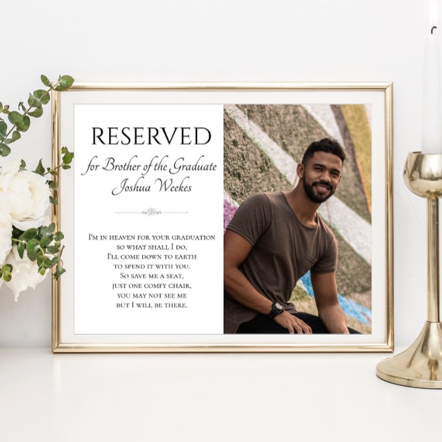 Affiche Sauvez un siège Frère de la Mémorial Photo Graduat (Créateur téléchargé)