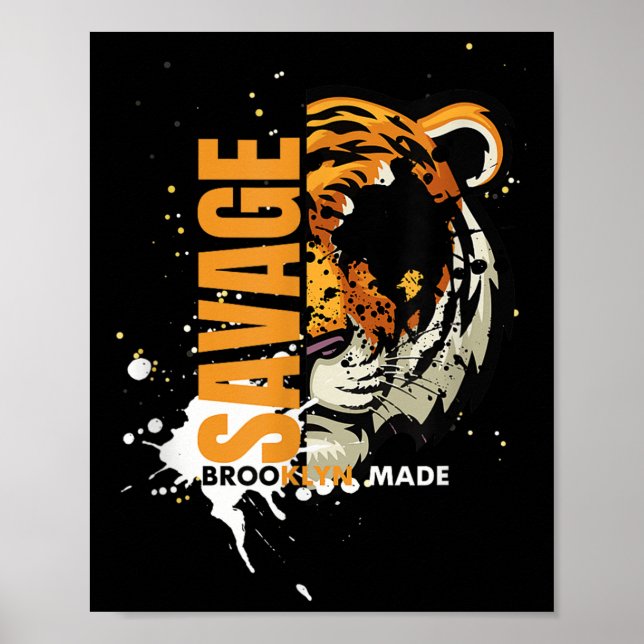 Affiche Savage Tiger,brooklyn Made, Graphic Tees Tiger, Mo (Devant)