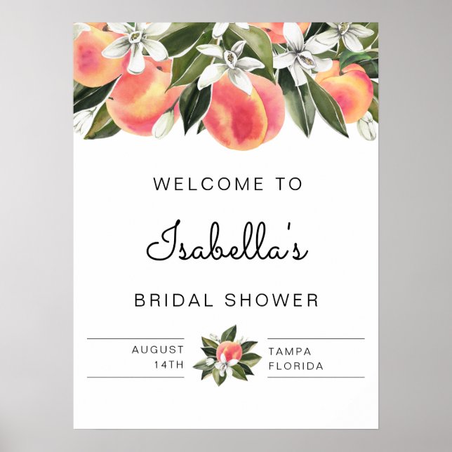 Affiche Savannah - Aquarelle Bridal Shower Peaches (Devant)