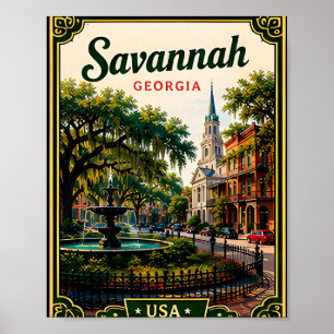 Affiche 🌿 Savannah Géorgie Mémoire de vacances historique