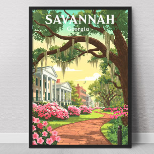 Affiche Savannah Géorgie vintage