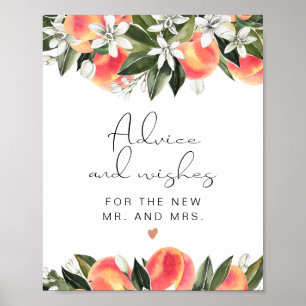 Affiche SAVANNAH Peach Advice and Wishes Sign