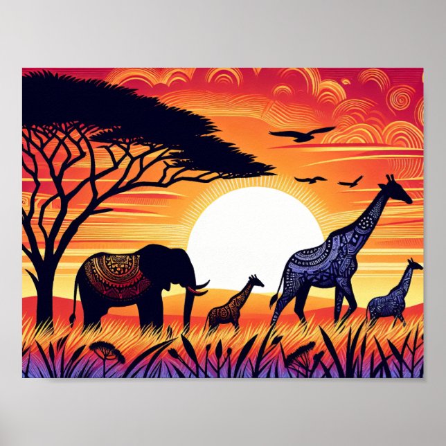 Affiche Savannah Silhouettes : Une Serenade au coucher du  (Devant)