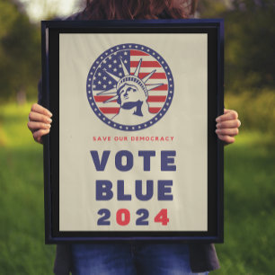 Affiche Save Democracy Vote Blue 2024 Election