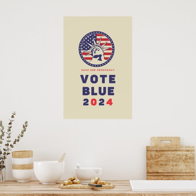 Affiche Save Democracy Vote Blue 2024 Election (Cuisine)