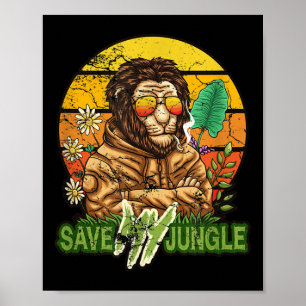 Affiche Save My Jungle - Lion De l'environnement Protectio