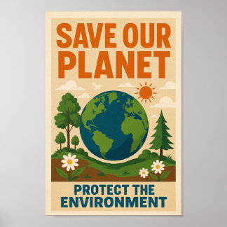 Affiche Save Our Planet - Retro De l'environnement Awarene