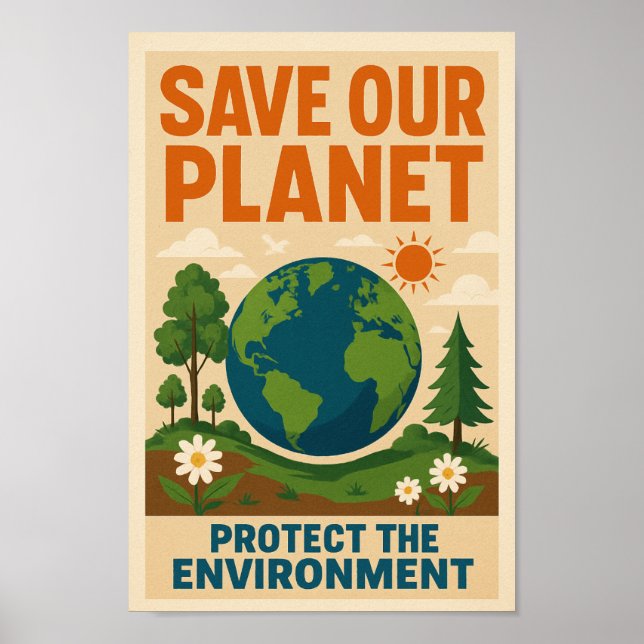 Affiche Save Our Planet - Retro De l'environnement Awarene (Devant)