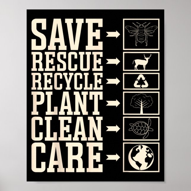 Affiche Save Rescue Recycle Plant Clean Care  (Devant)