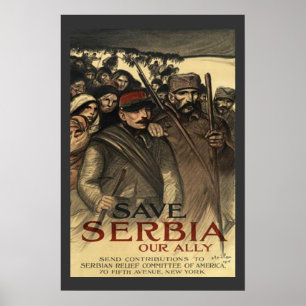 Affiche Save Serbia World War One Vintage