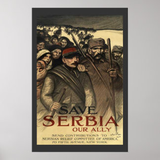 Affiche Save Serbia World War One Vintage