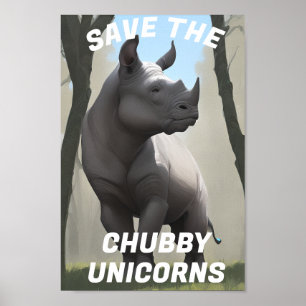 Affiche Save The Chubby Unicorns" Funny