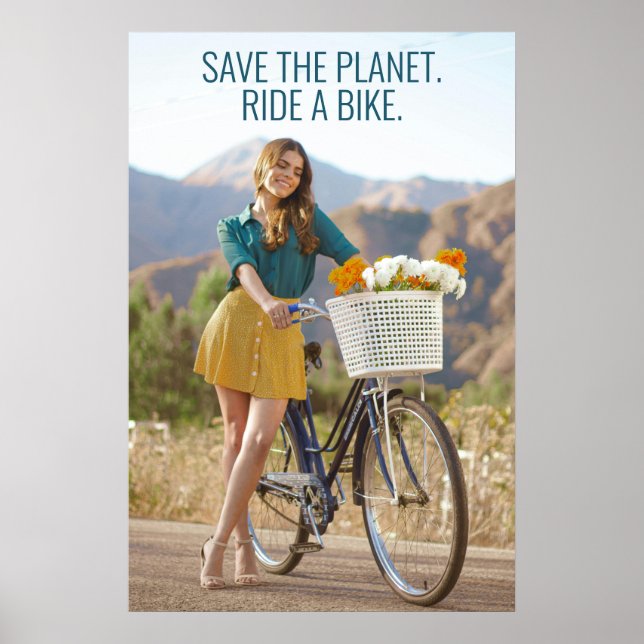 Affiche Save the Planet - Ride a Bike Motivational Art (Devant)