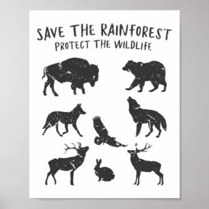 Affiche Save The Rainforest Protect The Wildlife Animal Gr
