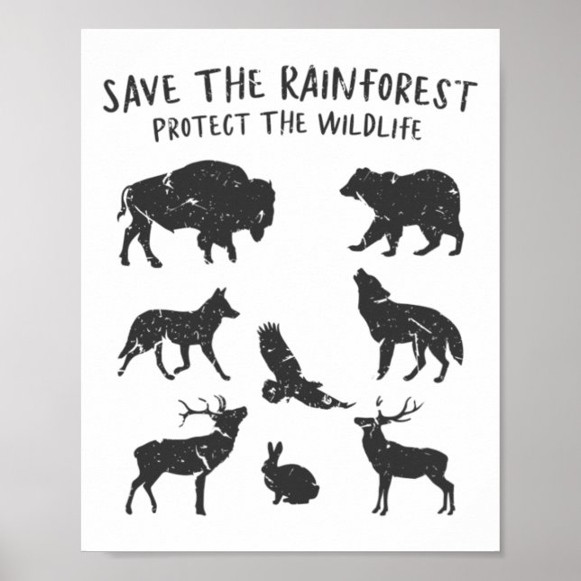 Affiche Save The Rainforest Protect The Wildlife Animal Gr (Devant)