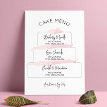 Affiche Saveurs de gâteaux à carreaux Élégantes et blanche<br><div class="desc">Menu de saveur de gâteau à 3 niveaux féminin avec un graphique de gâteau mariage et espace pour vos noms de saveurs pour chaque niveau. Ce panneau de gâteau mariage couleur rose vif est parfait pour créer un menu personnalisé de saveurs de gâteau pour votre bar à gâteaux, réception de...</div>