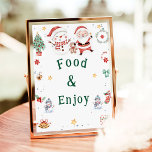 Affiche " Savourer " Christmas Snowman Party<br><div class="desc">" Food Enjoy " Affiche de la fête de Noël Snowman</div>