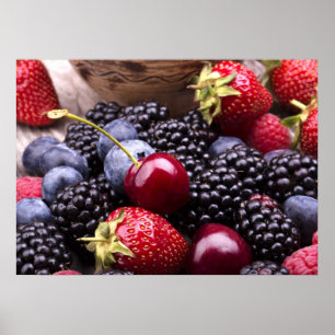 Affiche Savoureux Fruits D'Été Sur Une Table En Bois