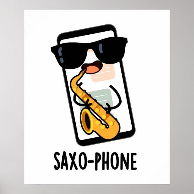 Affiche Saxo-phone amusant de téléphones cellulaires Puns (Devant)