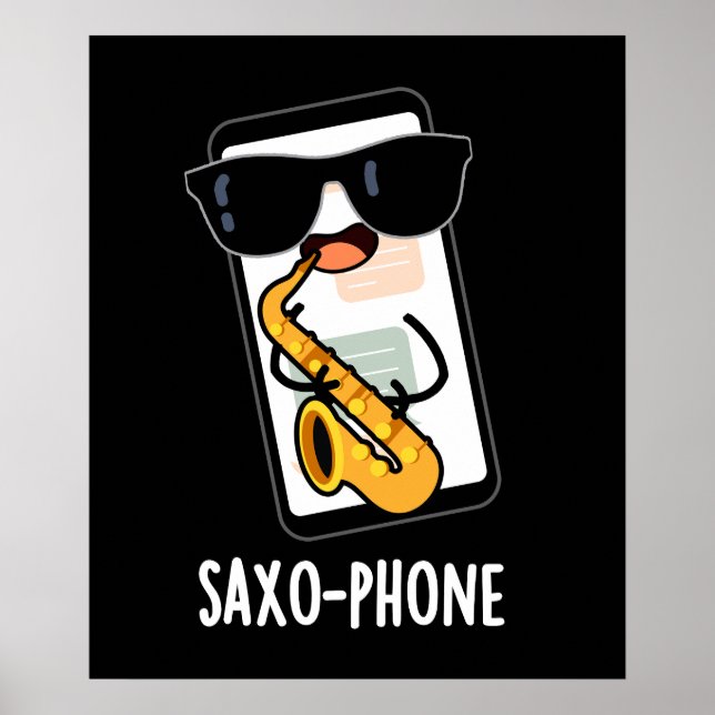 Affiche Saxo-téléphone portable drôle Puns de téléphone ce (Devant)